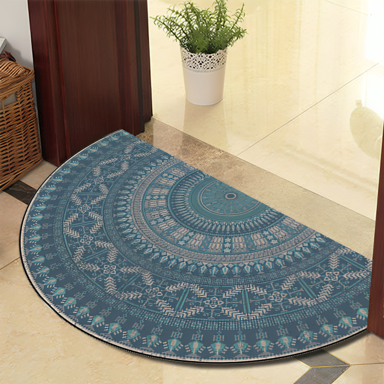 Avelena | Runde Mandala Teppich - Dicke rutschfeste Matte, maschinenwaschbar, perfekt für Wohnzimmer, Flur und draußen – Polyester