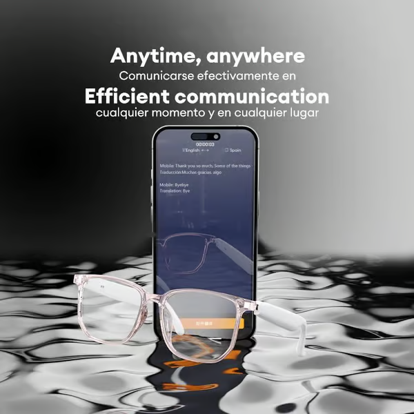Avelena | Übersetzungsbrille | Echtzeit KI-Übersetzung | Bluetooth 5.4 | 110h Akkulaufzeit