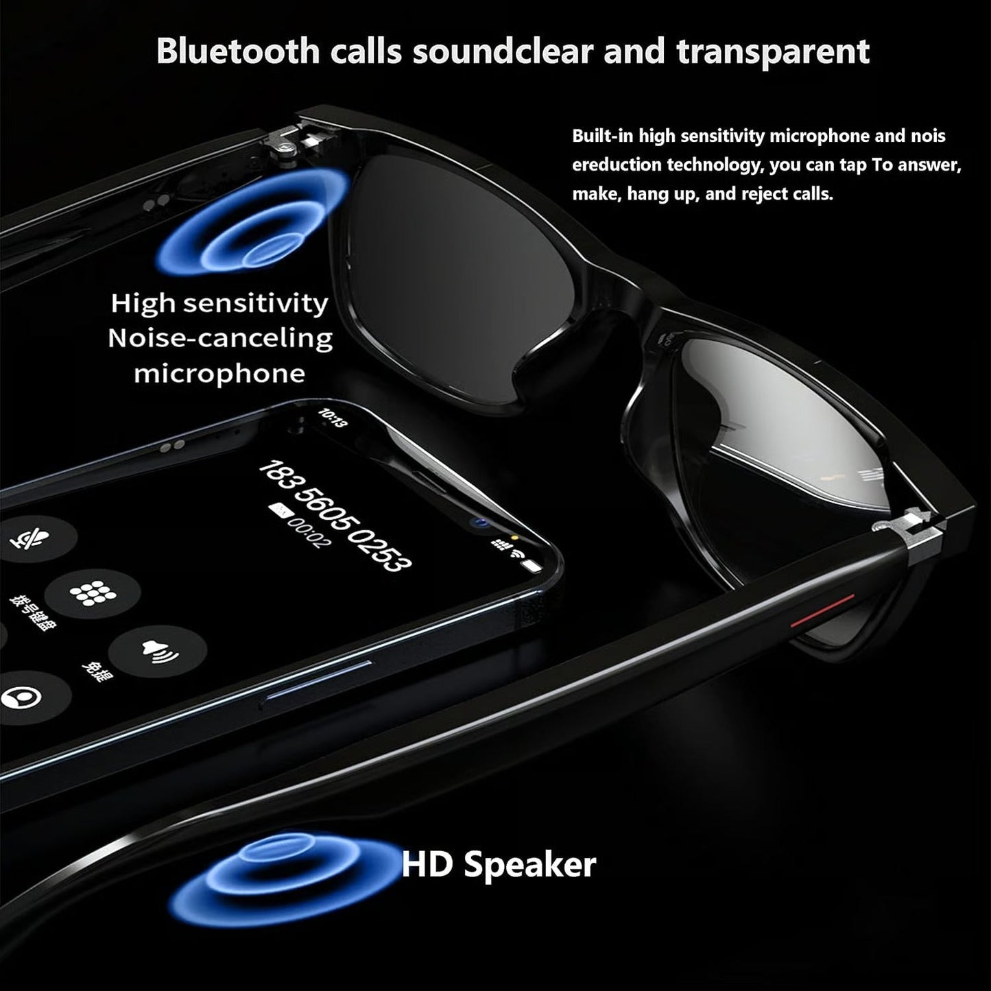 Avelena | Übersetzungsbrille | Echtzeit KI-Übersetzung | Bluetooth 5.4 | 110h Akkulaufzeit
