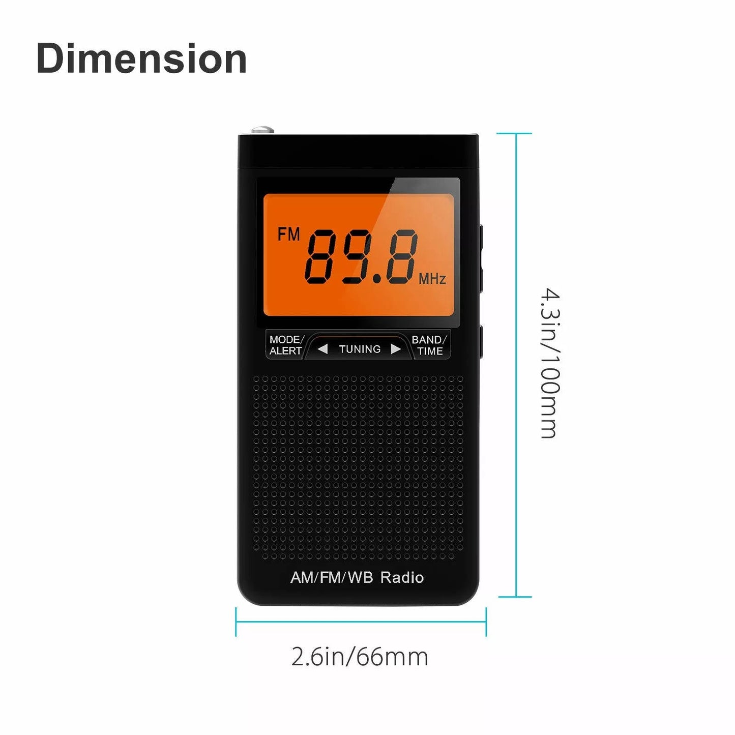 Avelena | Tragbares AM/FM Taschenradio mit Wetterwarnungen und digitalem Tuning