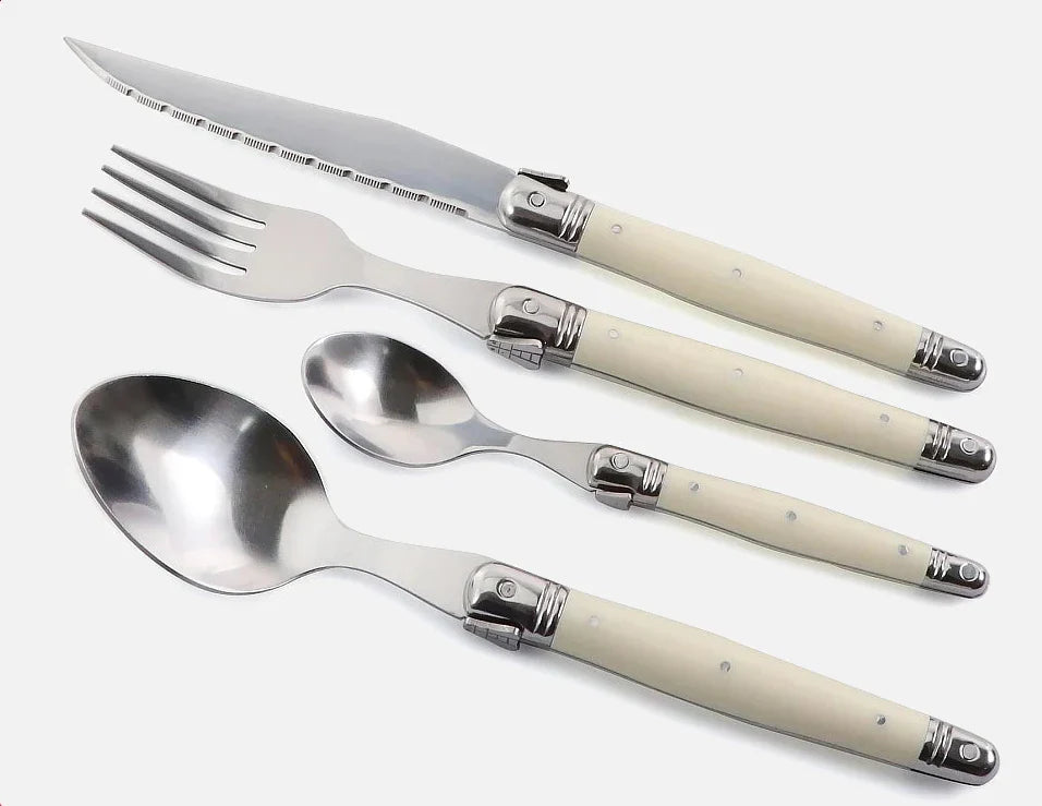 Avelena | Elfenbeinfarbenes Laguiole-Besteckset