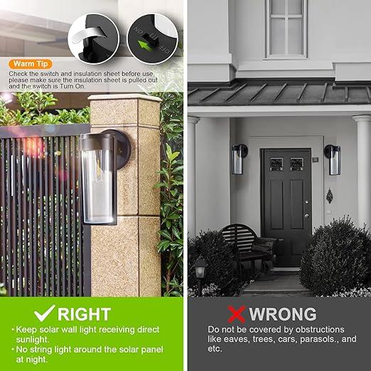Avelena | Solar-Wandleuchten Solarbetriebene Decklichter, Automatisches Ein/Aus Wasserdichte Solar-Außenlichter Wandmontage Solar-Dekorationslichter für Wandzaun Patio-Pfosten Garten Veranda