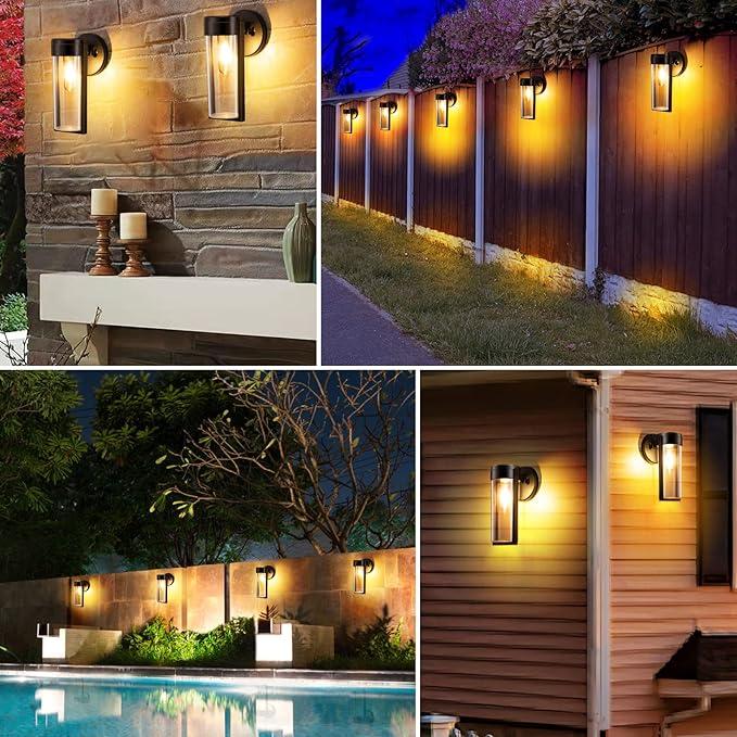 Avelena | Solar-Wandleuchten Solarbetriebene Decklichter, Automatisches Ein/Aus Wasserdichte Solar-Außenlichter Wandmontage Solar-Dekorationslichter für Wandzaun Patio-Pfosten Garten Veranda