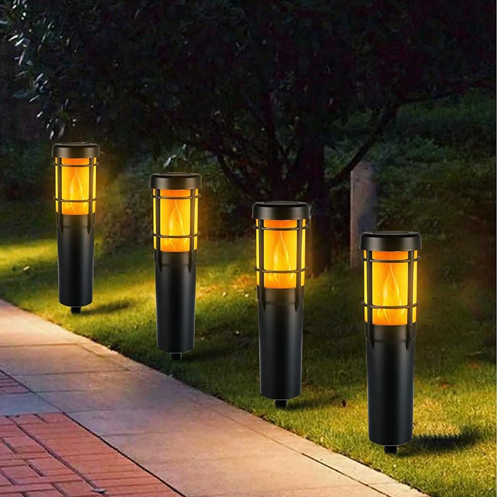 Avelena | Solar-Wegeleuchten für den Außenbereich, mit flackernder Flamme und RGB-Farbwechsel, LED-Solar-Außenleuchten für Hof, Garten, Weg, Rasen - IP65 wasserdicht