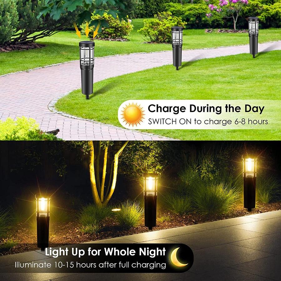 Avelena | Solar-Weglichter, Solar-Außenlichter bis zu 14 Std. Außen wasserdicht, IP65 wasserdichte Solar-Gartenlichter für Pfade Weg Gehweg