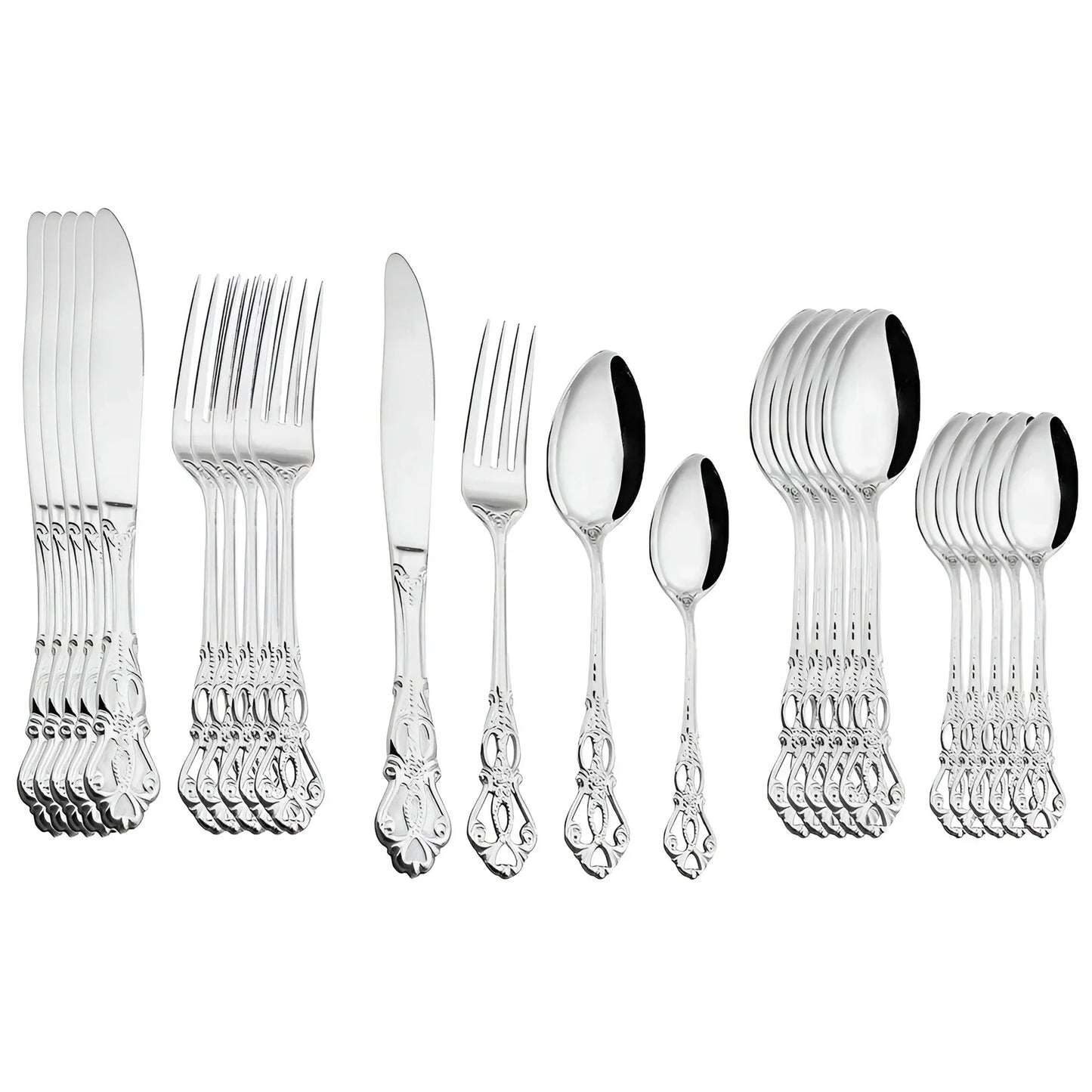 Luxuriöses 24-teiliges Gold-Besteckset mit Eleganter Verzierung