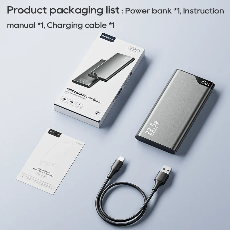 Avelena | All-in-One Power Bank mit 4 integrierten Kabeln - 10000mAh tragbares Schnellladegerät