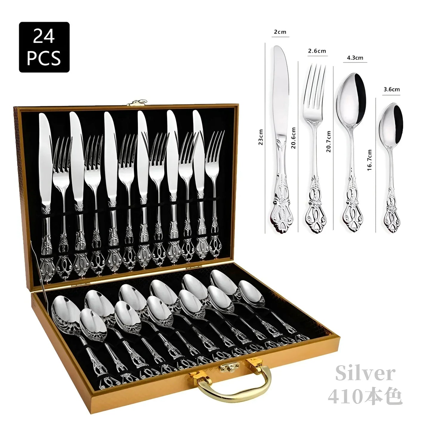 Avelena | 24-teilige Gold Besteckset – Elegantes Besteck für luxuriöses Essen
