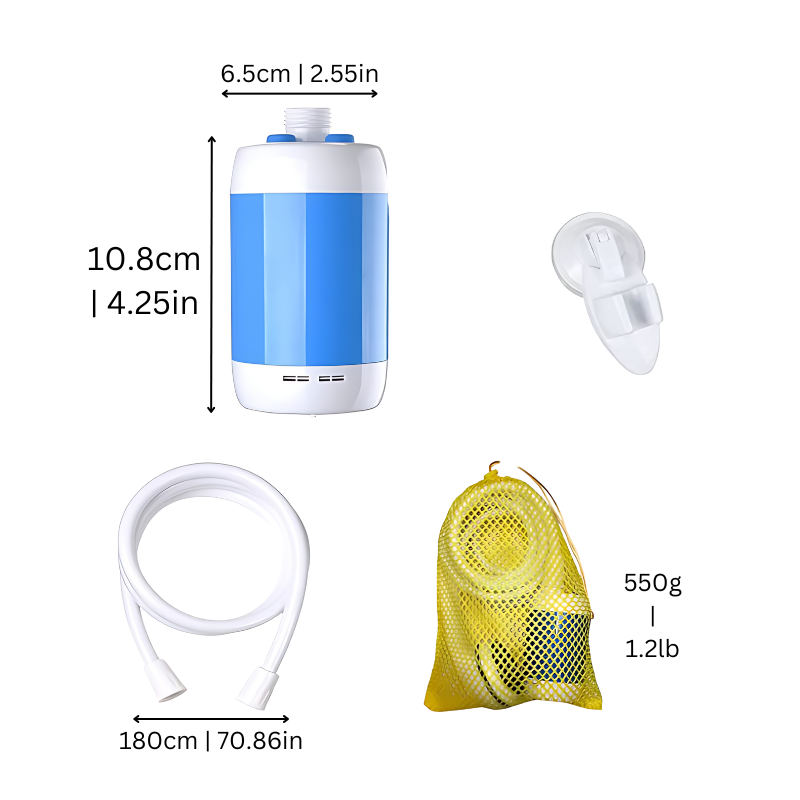 Avelena | AquaJet tragbare Outdoor-Dusche – wiederaufladbare Reise-Camping-Dusche mit einstellbarem Fluss
