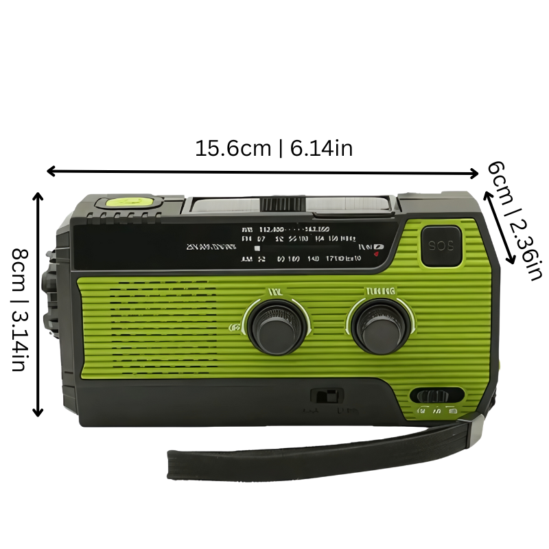 Avelena | All-in-One Notfallradio | 4000mAh Batterie, Solar- und Handkurbelaufladung für Outdoor-Abenteuer und Notfallvorsorge