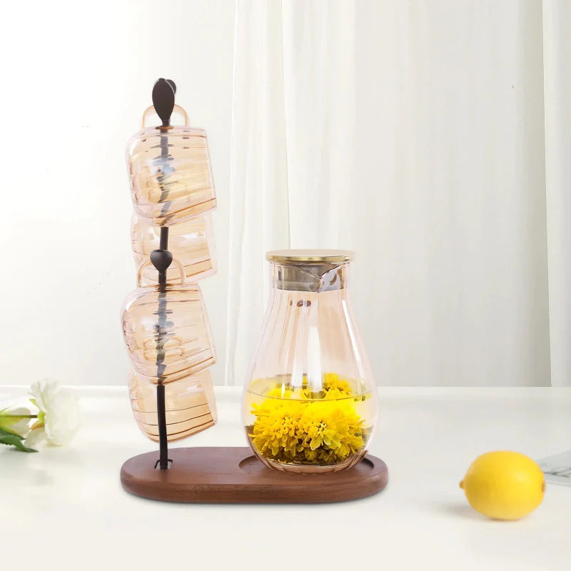 Avelena | Modernes Tisch-Borosilikatglas-Wasserkrug-Set mit 4 Tassen