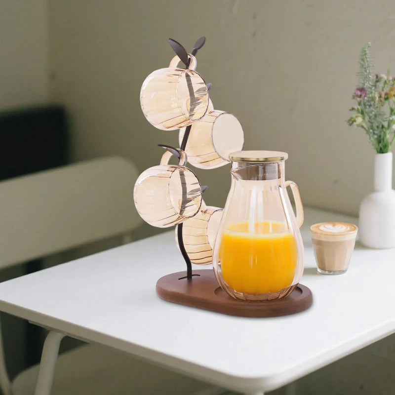 Avelena | Modernes Tisch-Borosilikatglas-Wasserkrug-Set mit 4 Tassen