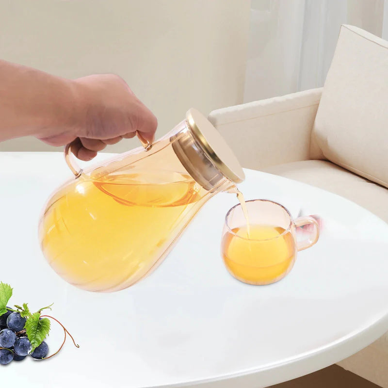 Avelena | Modernes Tisch-Borosilikatglas-Wasserkrug-Set mit 4 Tassen