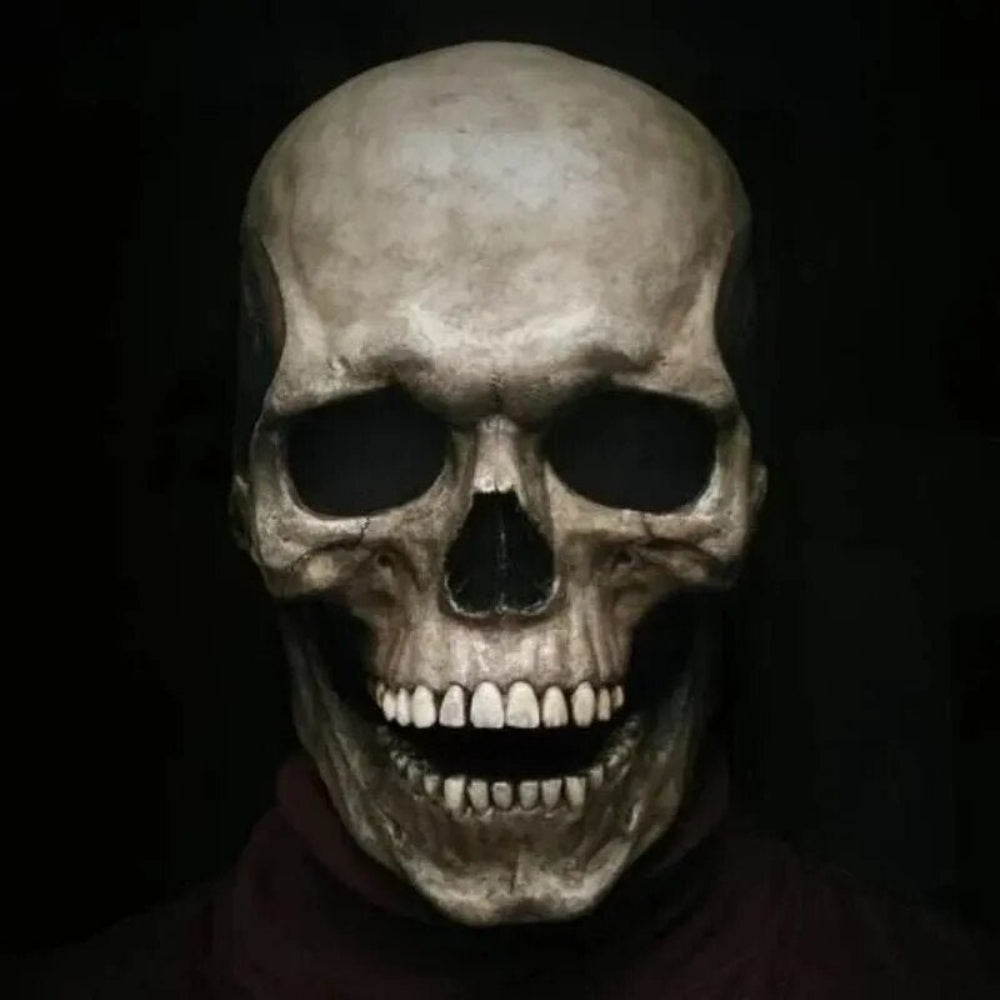 Avelena | Halloween Skull Maske mit beweglichem Kiefer Vollkopf Latex