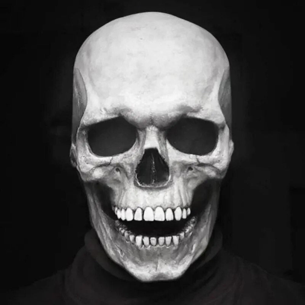 Avelena | Halloween Skull Maske mit beweglichem Kiefer Vollkopf Latex