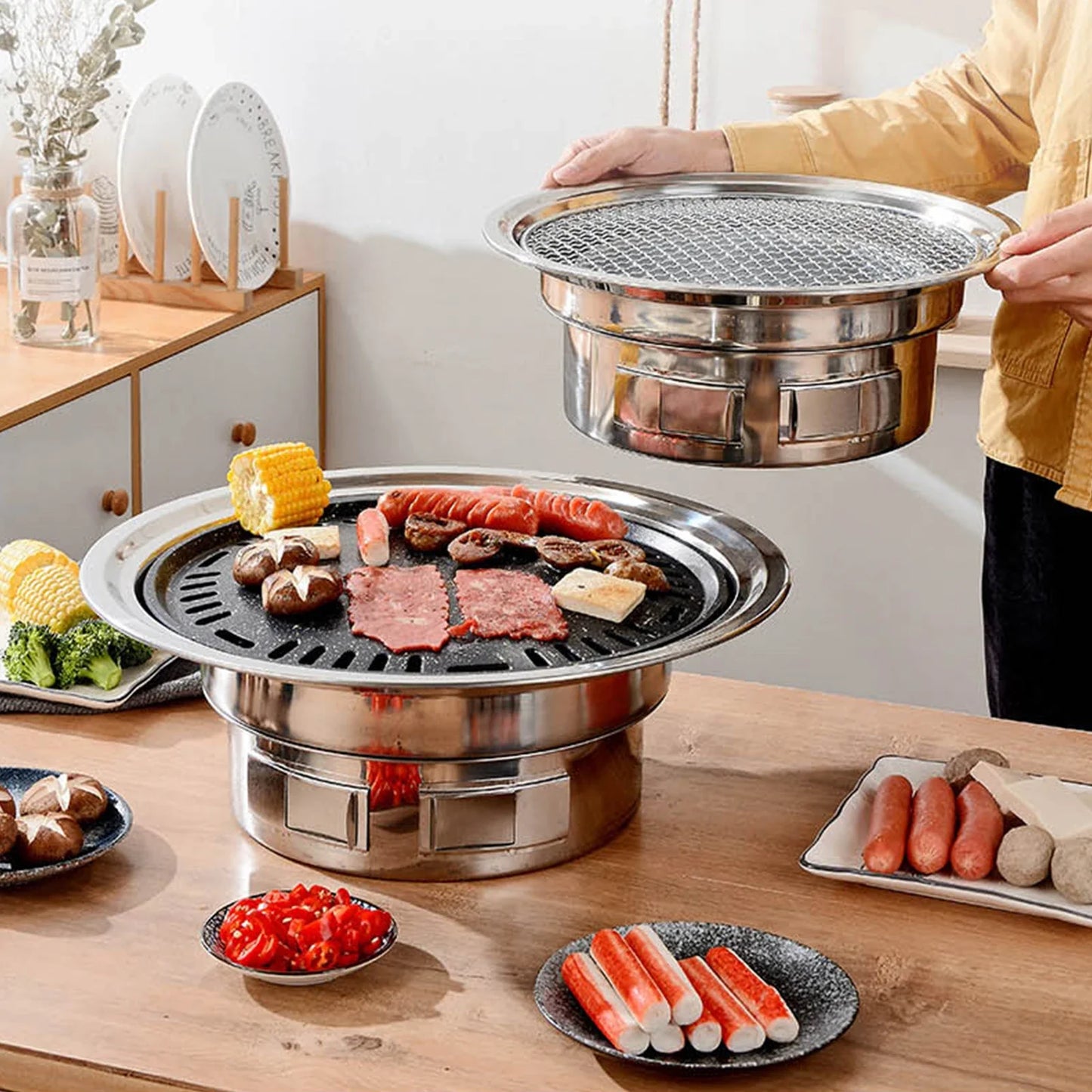 Avelena | Multifunktionaler Gusseisen Edelstahl Holzkohle BBQ Smoker Grill