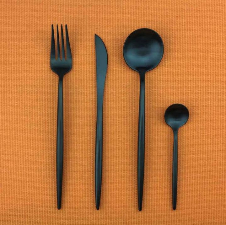 Besteckset Schwarz Edelstahl Essgeschirr