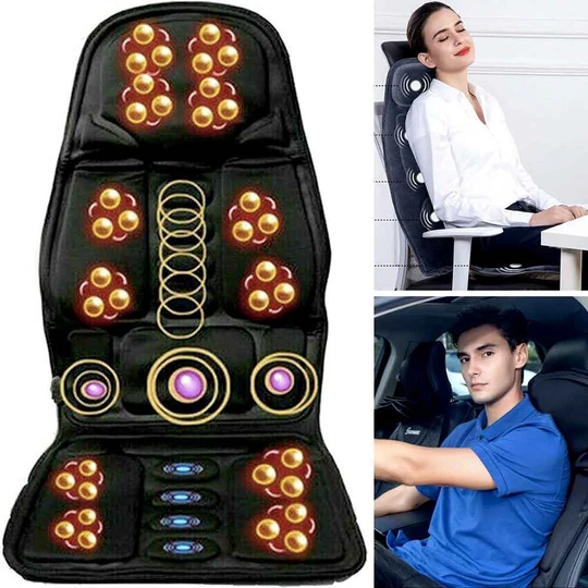 Avelena | 8 Mode Massagesitzauflage mit beheiztem Rücken-Nacken-Kissen für Auto & Zuhause