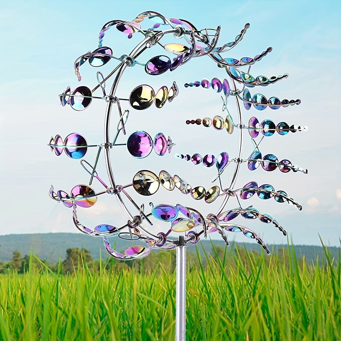 Avelena | 1 Stück Magischer Metall-Windmühle, 3D Metall Outdoor Windspiel für Hof und Garten, Einzigartige Metall kinetische Winds skulpturen & Windspiel, Windfänger Metall Outdoor Rasen Terrasse Dekoration Wind skulptur