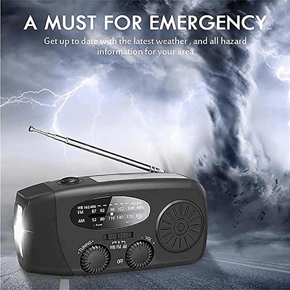 Avelena | Tragbares Aufziehradio | AM/FM, Wetterberichte & Eingebauter Powerbank für Notfallvorsorge