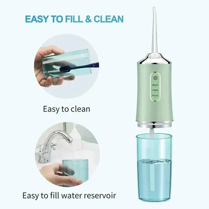 Avelena | Wiederaufladbarer kabelloser Wasserflosser AquaSmile – Professionelle Mundpflege zu Hause und unterwegs