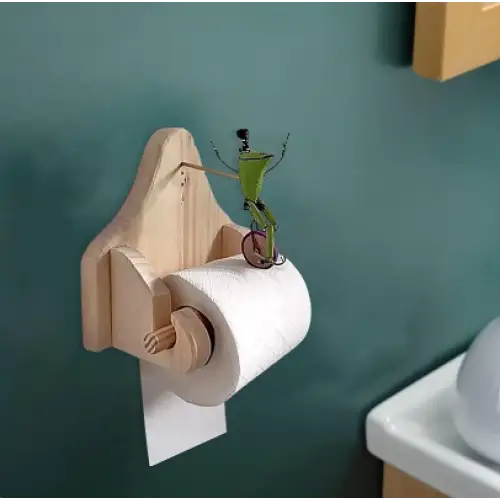 Avelena | Toilettenpapierhalter Original Frosch auf dem Fahrrad