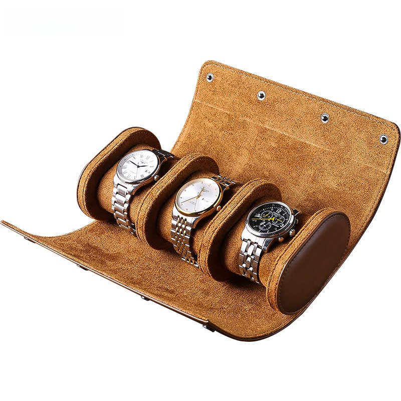 Avelena | Vintage Leder 3-Slot Herren Uhrenbox für Reisen