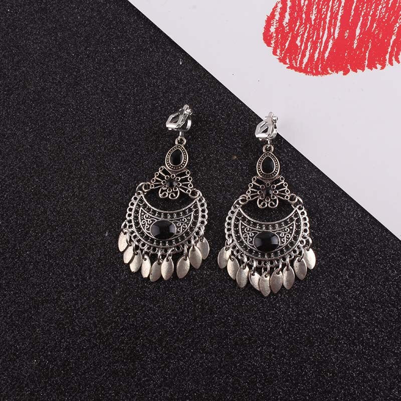 Avelena | 5 Farben Quaste Vintage Clip Ohrringe ohne Piercing