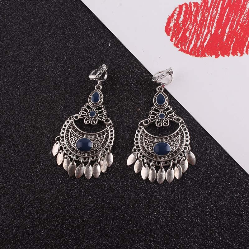 Avelena | 5 Farben Quaste Vintage Clip Ohrringe ohne Piercing