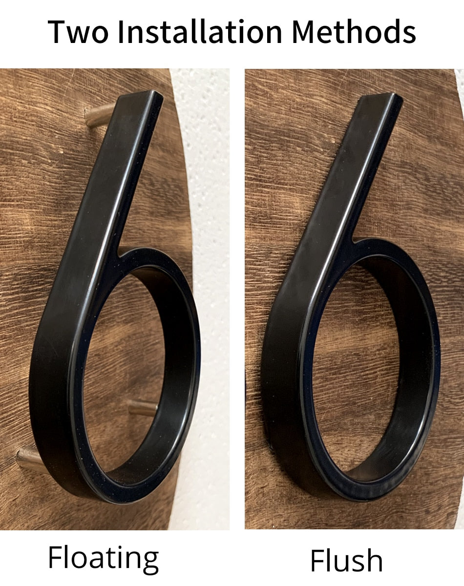 Avelena | Royelux Moderne Hausnummern - Rostfreies Zinklegierung, Schwarze Oberfläche, 5" Hoch