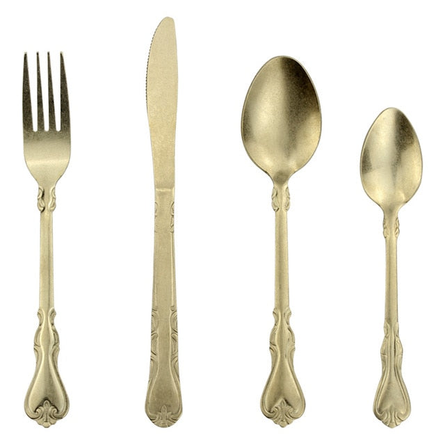 Avelena Vintage Besteckset, 4-teilig, matt – Elegant & Zeitlos
