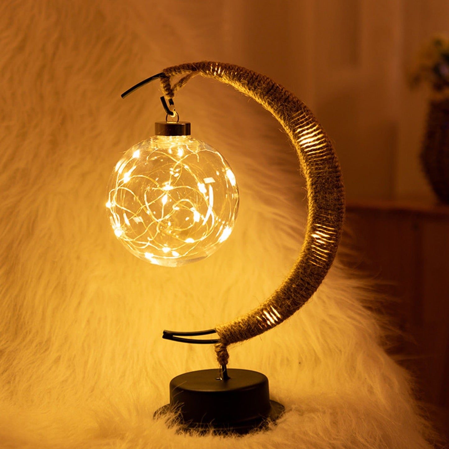 Avelena | Rayvia Lunar Lampe - Halbmond LED Licht mit Glas Globus für gemütliche Atmosphäre
