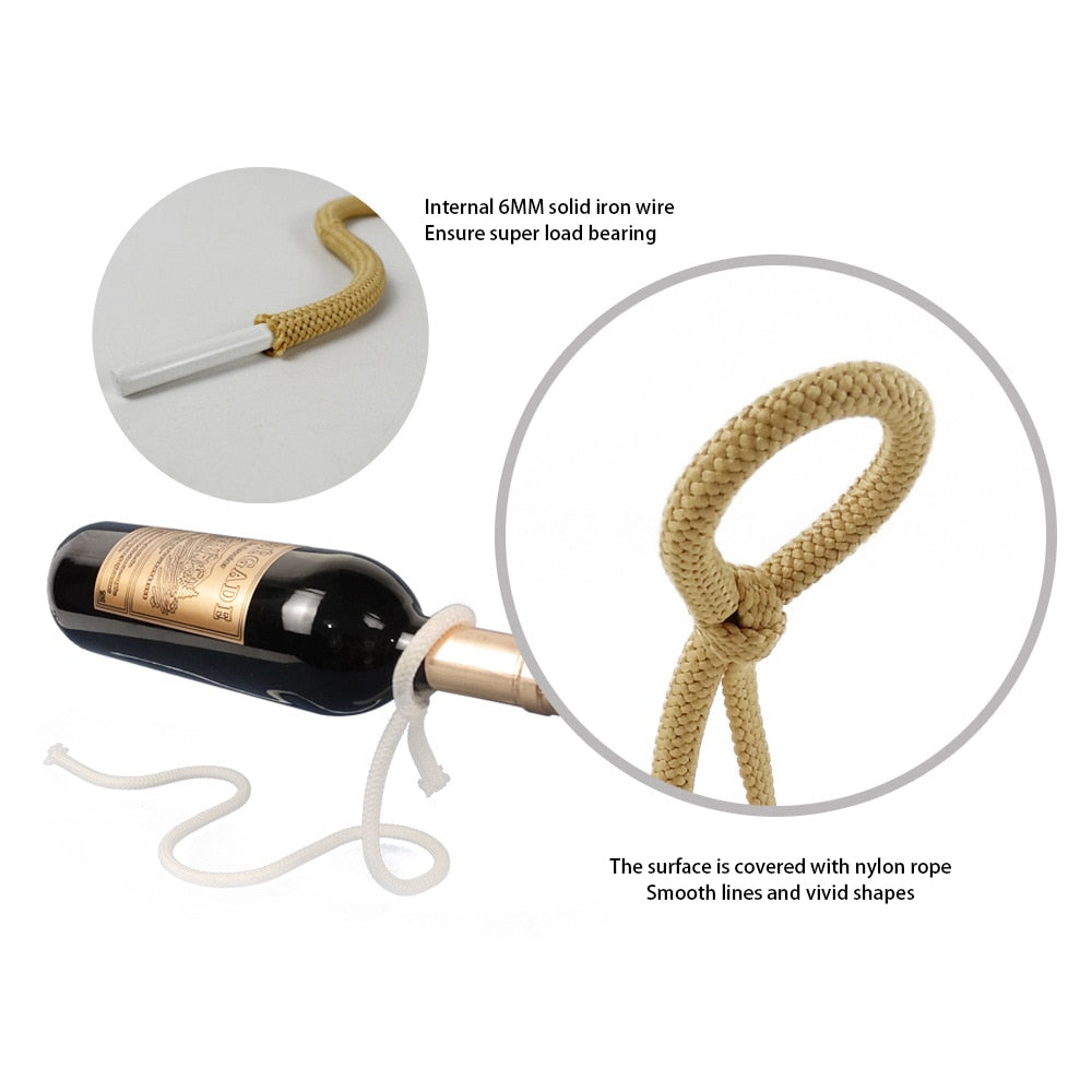 Avelena | RopeElegance Hängendes Seil-Weinregal | Stilvolle Weinaufbewahrung | Einzigartiges Design für Zuhause