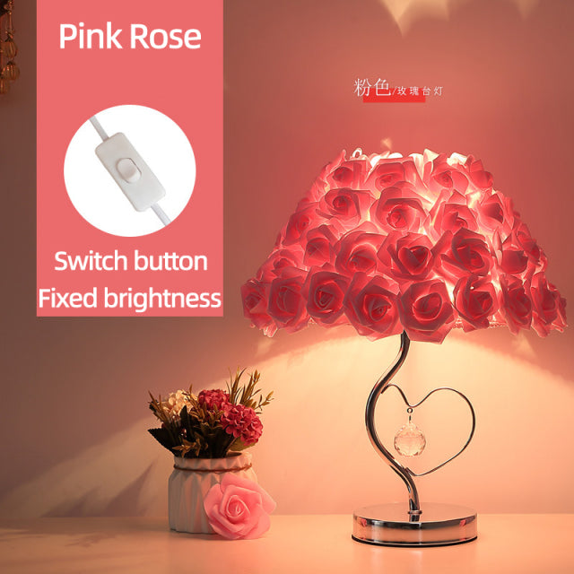 Avelena | Rose Blüten Nachttischlampe