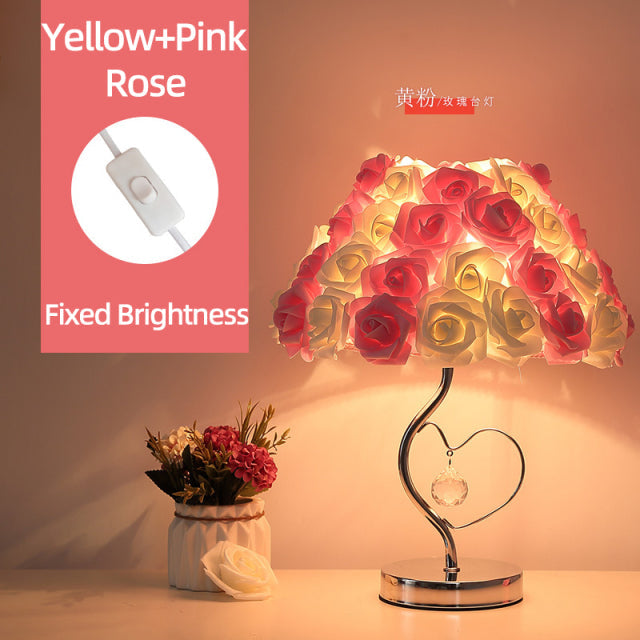 Avelena | Rose Blüten Nachttischlampe