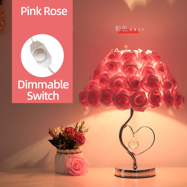 Avelena | Rose Blüten Nachttischlampe
