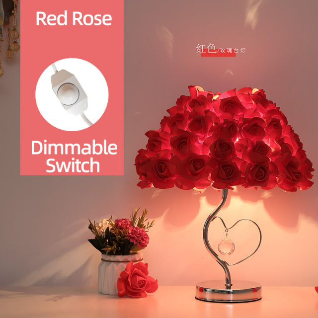 Avelena | Rose Blüten Nachttischlampe