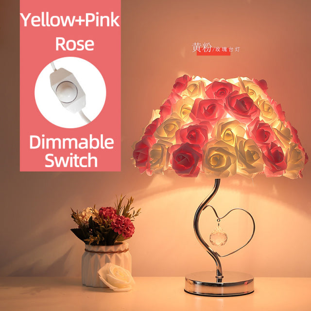 Avelena | Rose Blüten Nachttischlampe