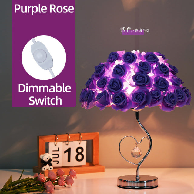 Avelena | Rose Blüten Nachttischlampe