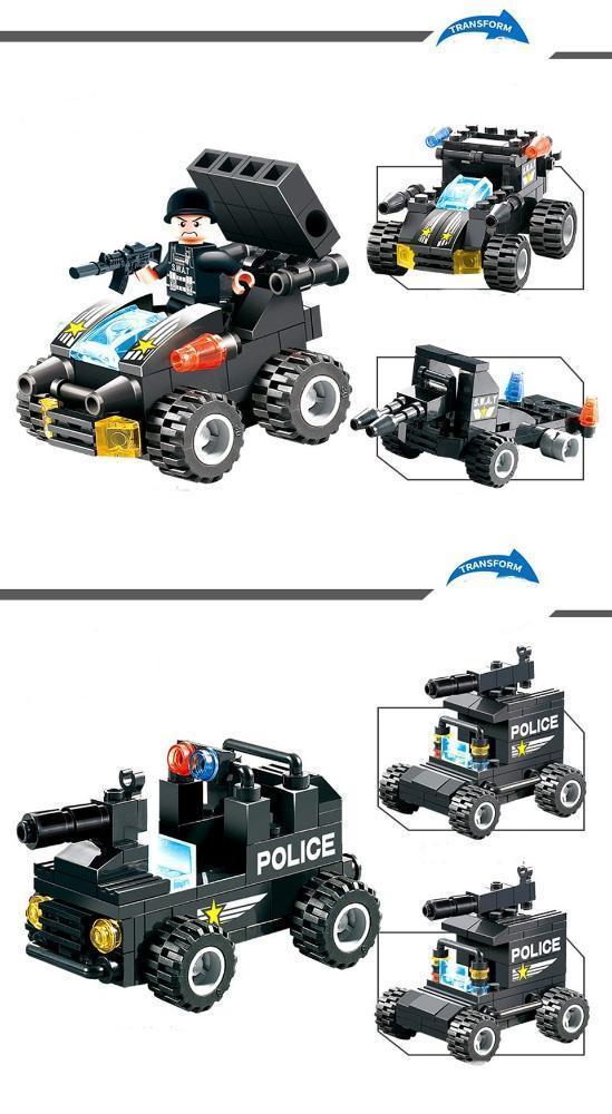 Avelena | 8 IN 1 Roboter Flugzeug Auto Stadt Polizei SWAT Bauklötze