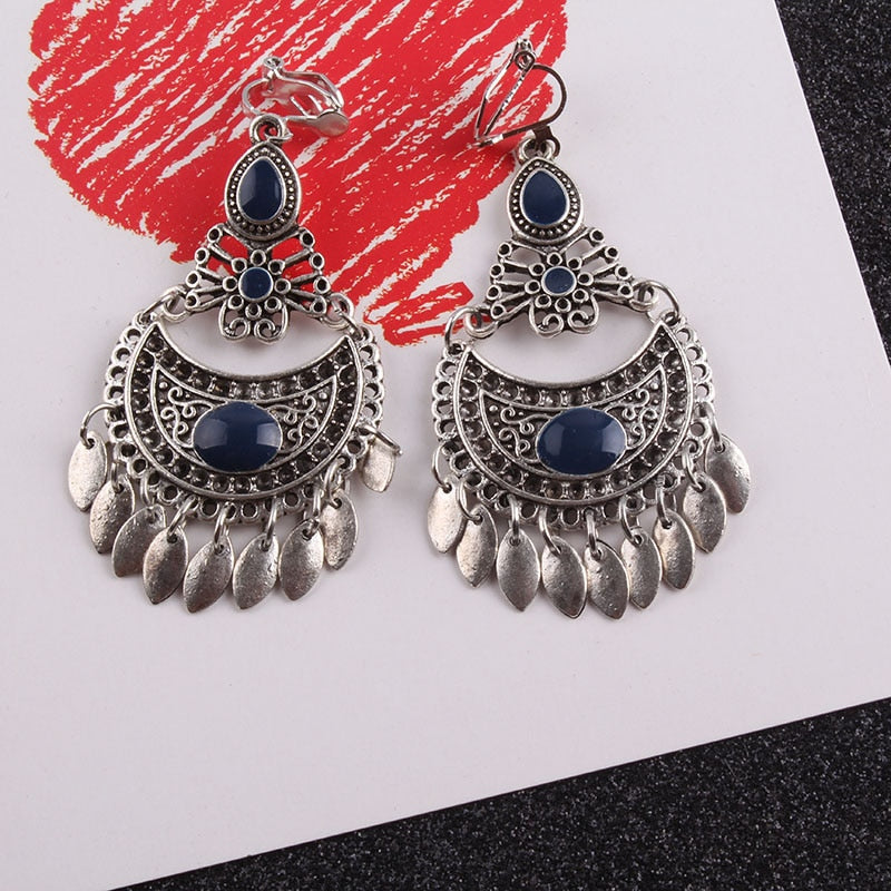 Avelena | 5 Farben Quaste Vintage Clip Ohrringe ohne Piercing