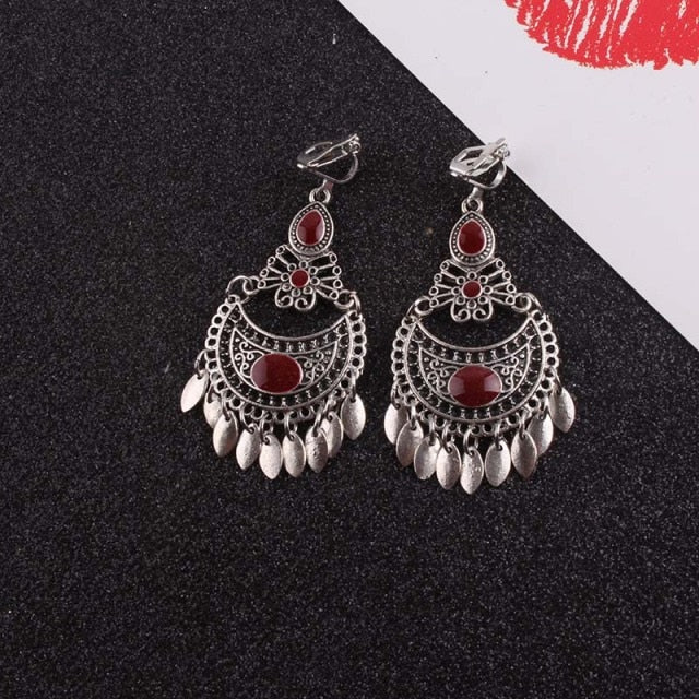 Avelena | 5 Farben Quaste Vintage Clip Ohrringe ohne Piercing