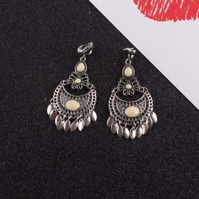 Avelena | 5 Farben Quaste Vintage Clip Ohrringe ohne Piercing