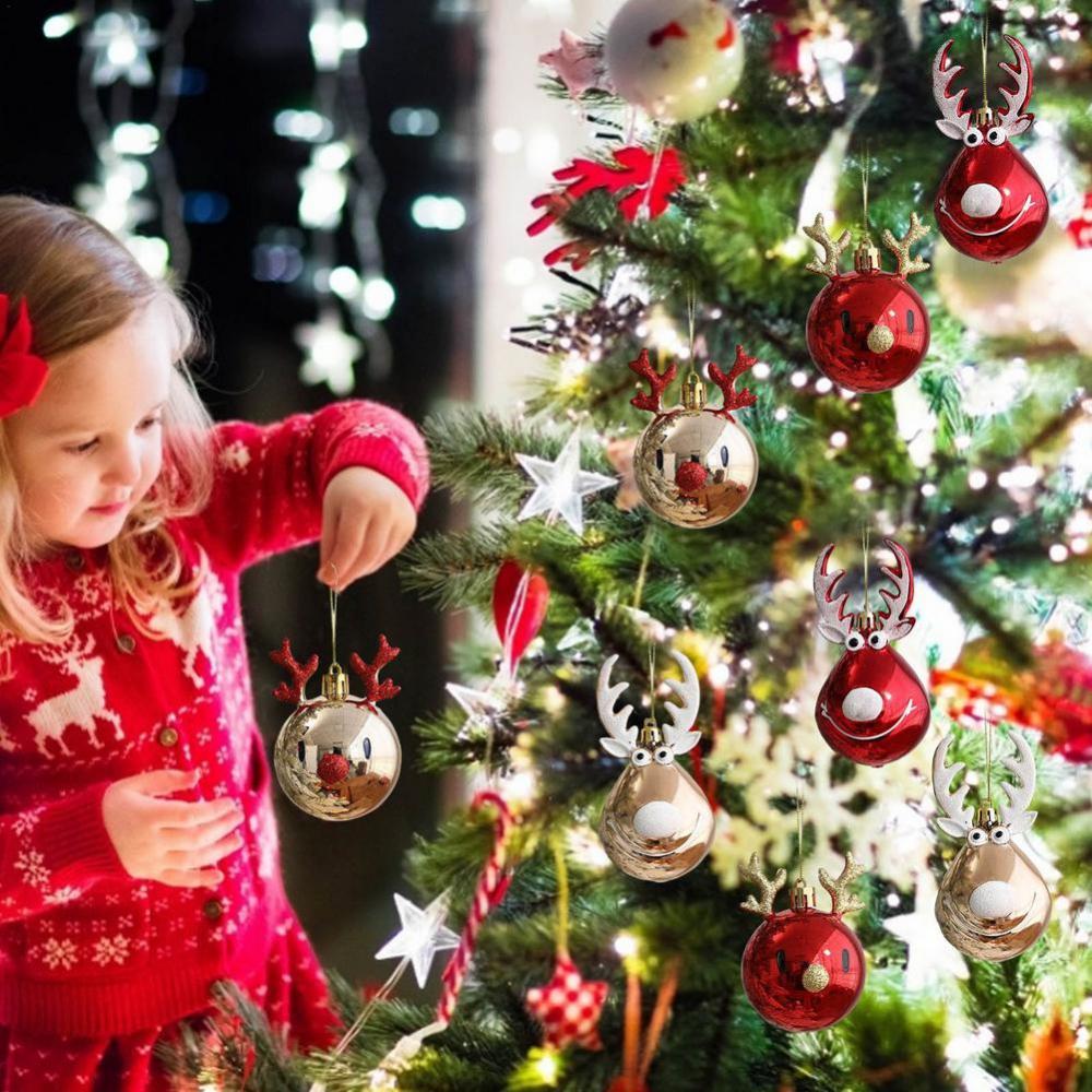 Avelena | Rote Weihnachtsbaumkugeln mit charmantem Elchmotiv – Festliche Baumanhänger für Weihnachtszauber