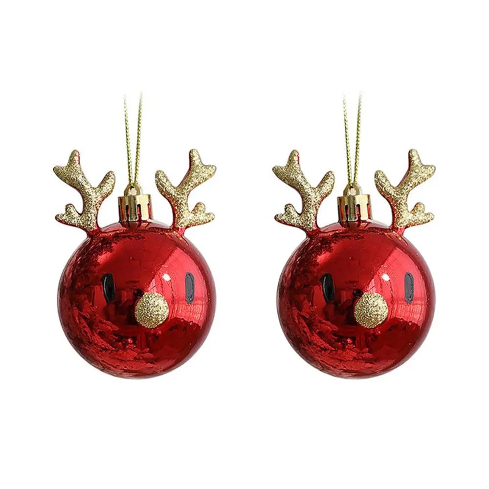 Avelena | Rote Weihnachtsbaumkugeln mit charmantem Elchmotiv – Festliche Baumanhänger für Weihnachtszauber