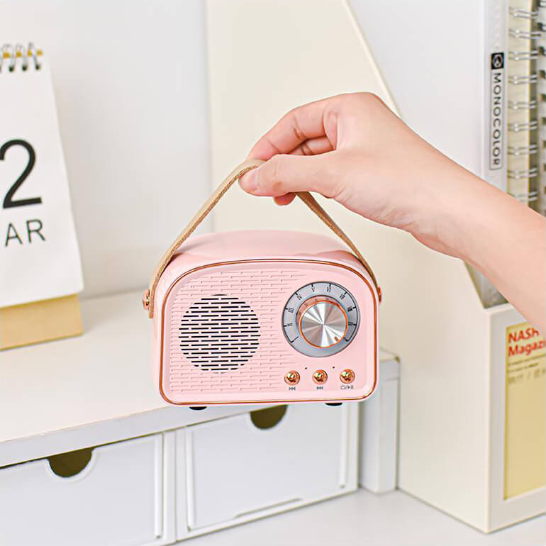 Avelena | Retro Runde Radio Bluetooth Lautsprecher | Kabellos | Tragbar | Stilvoller Sound für Zuhause & unterwegs