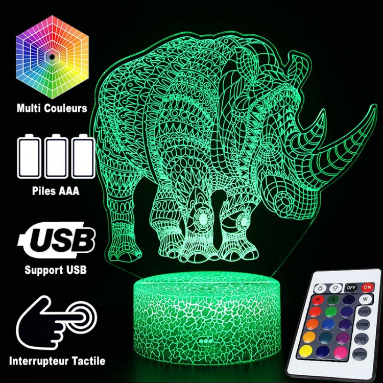 Avelena | 3D Lampe Nashorn Majestätisch