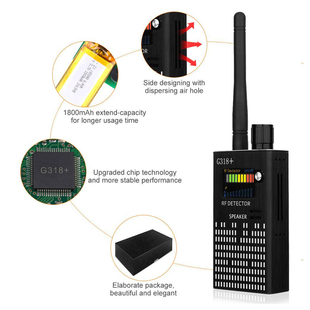 Avelena | Spionagesignal-Wanzendetektor, HF-Detektor, versteckte Kamera, Laserlinse, GSM-GPS-Gerätefinder