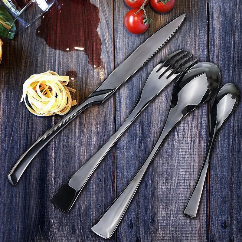 Avelena – Luxuriöses schwarzes Besteckset aus Edelstahl (24/42/48/84-teilig)