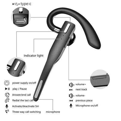 Avelena | Trucker Dual Mic Drahtloses Bluetooth 5.1 Noise Cancelling Headset/Ohrenhörer